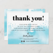 ZAKELIJKE BEDANKT moderne waterverf aqua blauw LOG (Voorkant / Achterkant)