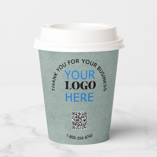 Zakelijke Bedankt Textuur Kijk Telefoon Logo QR Co Papieren Bekers (Achterkant)