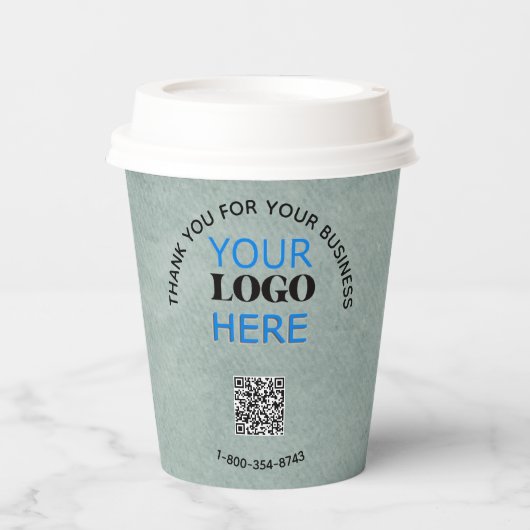 Zakelijke Bedankt Textuur Kijk Telefoon Logo QR Co Papieren Bekers (Voorkant)