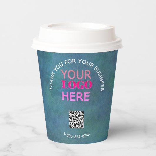 Zakelijke Bedankt Textuur Kijk Telefoon Logo QR Co Papieren Bekers (Voorkant)