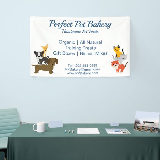 Zakelijke benodigdheden voor huisdierensnacks spandoek (Beurs)