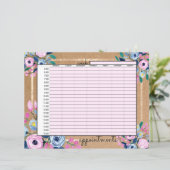 Zakelijke benoemingen voor roze Floral Gold Kraft  (Staand voorkant)