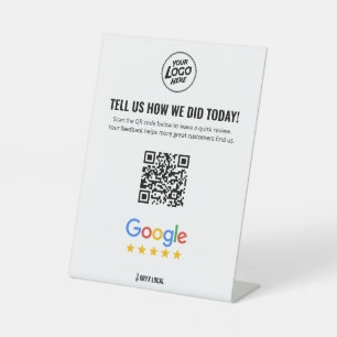 Zakelijke beoordeling QR-code beoordelingspodium  Reclamebord Met Voetstuk