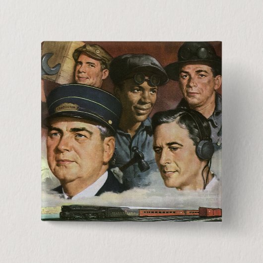 Zakelijke bezettingen,  patriottisch patriottisme vierkante button 5,1 cm (Voorkant)