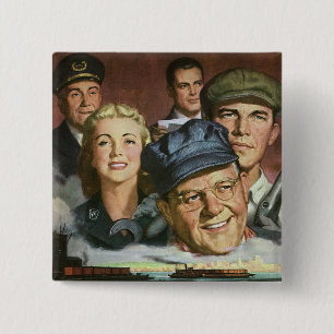 Zakelijke bezettingen,  patriottisch patriottisme vierkante button 5,1 cm