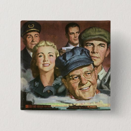 Zakelijke bezettingen,  patriottisch patriottisme vierkante button 5,1 cm (Voorkant)