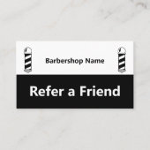 Zakelijke Black and White Barbershop Verwijs een v Aanbevelingskaartje (Voorkant)