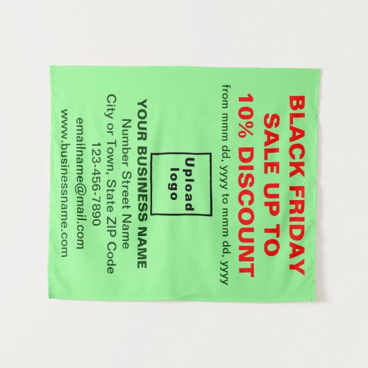 Zakelijke Black Friday Sale op licht groen tapijt Wandkleed (Voorkant (horizontaal))