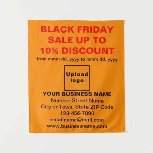 Zakelijke Black Friday Sale op Oranje kleur Wandkleed (Voorkant)