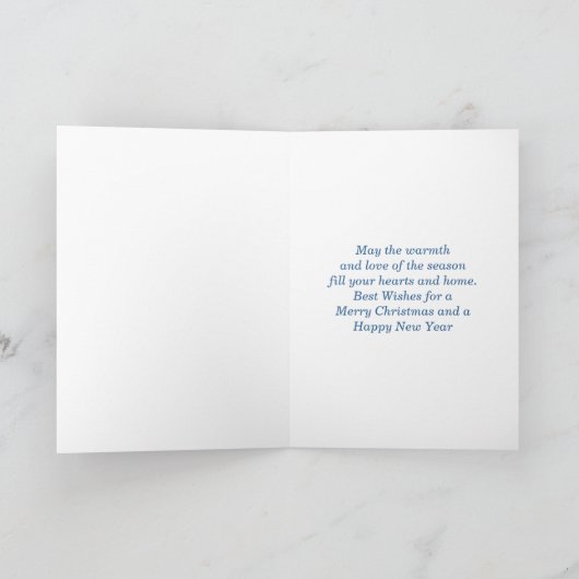 Zakelijke blauwe witte kerstboom feestdagen kaart (Binnen)