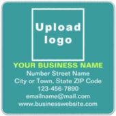 Zakelijke Blauwgroen Groene Grote Vierkante Vinyl Sticker (Voorkant)