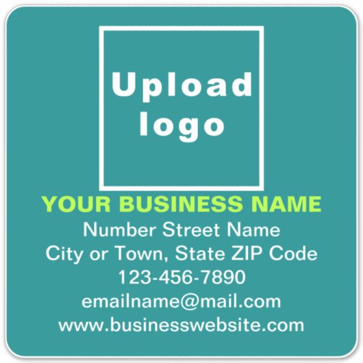 Zakelijke Blauwgroen Groene Grote Vierkante Vinyl Sticker (Voorkant)