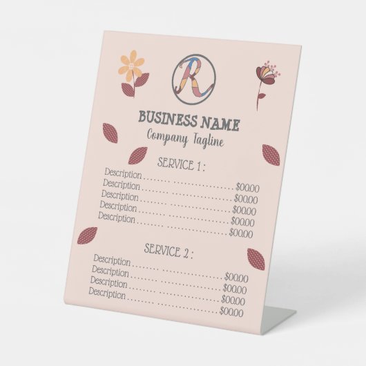 Zakelijke Bloementafel Top Prijs Lijst Pedestal Si Reclamebord Met Voetstuk (Voorkant)