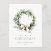 Zakelijke Blush Christmas Wreath Corporate Logo Feestdagenkaart (Voorkant)