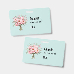 Zakelijke Boeket Roze Pioen Bloemen Badge