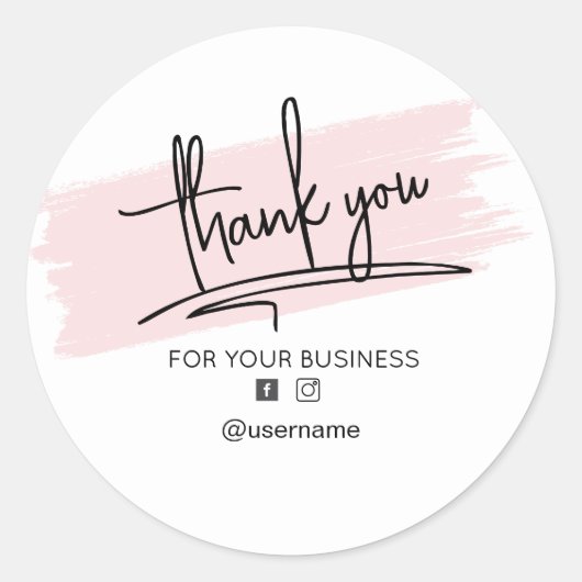 Zakelijke branding dank u kaart ronde sticker (Voorkant)