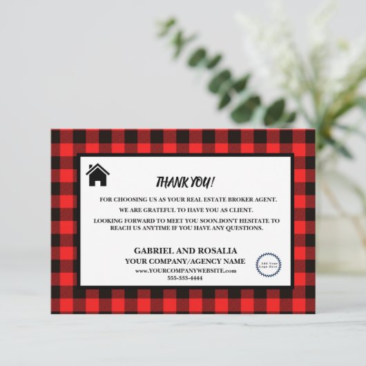Zakelijke buffelcontroles van Real Estate Broker A Bedankkaart (Staand voorkant)