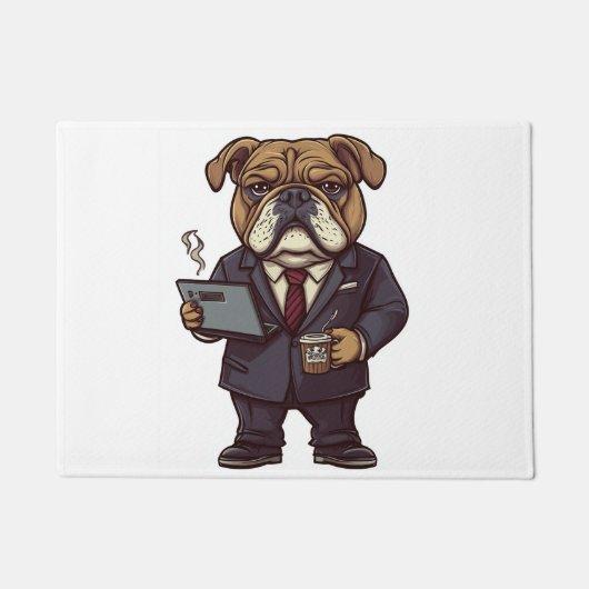 Zakelijke Bulldog � Grappige Kantoorhond Deurmat (Voorkant)