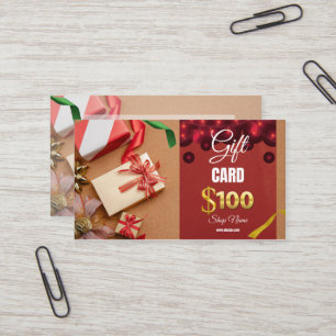 Zakelijke cadeaubon $ 100 visitekaartje