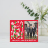 Zakelijke Candy Cane Aangepaste FOTO Kerstmis Feestdagenkaart (Staand voorkant)