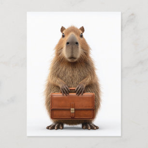 Zakelijke Capybara met aktetas Briefkaart