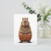 Zakelijke Capybara met aktetas Briefkaart (Staand voorkant)