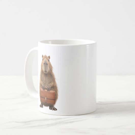 Zakelijke Capybara met aktetas Koffiemok (Voorkant links)