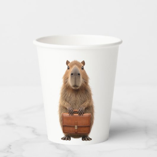 Zakelijke Capybara met aktetas Papieren Bekers (Voorkant)