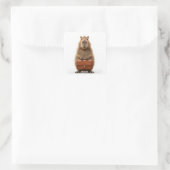 Zakelijke Capybara met aktetas Vierkante Sticker (Tas)