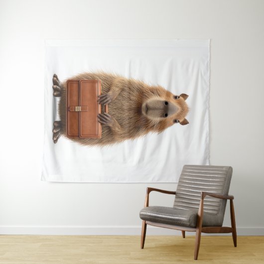 Zakelijke Capybara met aktetas Wandkleed (In Situ (horizontaal))