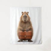 Zakelijke Capybara met aktetas Wandkleed (Voorkant)