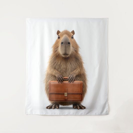 Zakelijke Capybara met aktetas Wandkleed (Voorkant)
