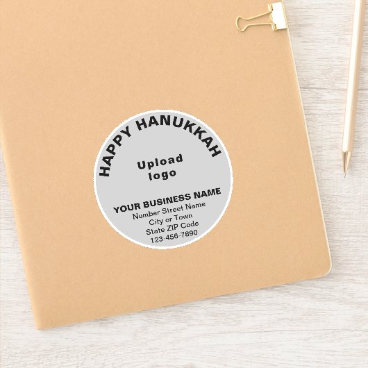 Zakelijke Chanoeka begroeting op grijs rond vinyl Sticker (Notitieboek)