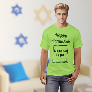 Zakelijke Chanoeka begroeting op lime groen T-shir T-shirt