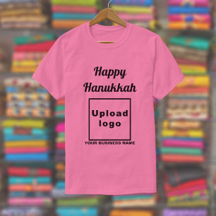 Zakelijke Chanoeka begroeting op roze T-shirt