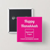 Zakelijke Chanoeka begroeting op roze vierkante Bu Vierkante Button 5,1 Cm (Voorkant /achterkant)