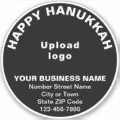 Zakelijke Chanoeka begroeting op zwart rond vinyl Sticker (Voorkant)