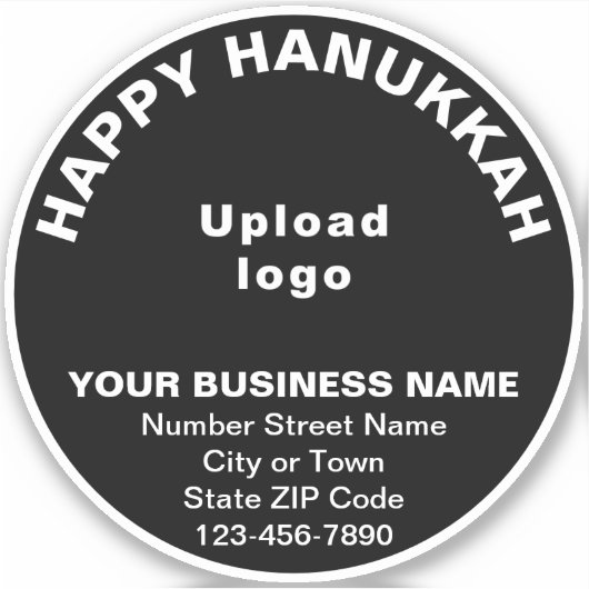 Zakelijke Chanoeka begroeting op zwart rond vinyl Sticker (Voorkant)