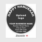 Zakelijke Chanoeka begroeting op zwart rond vinyl Sticker (Vel)