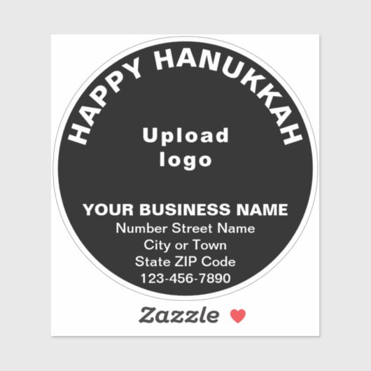 Zakelijke Chanoeka begroeting op zwart rond vinyl Sticker (Vel)