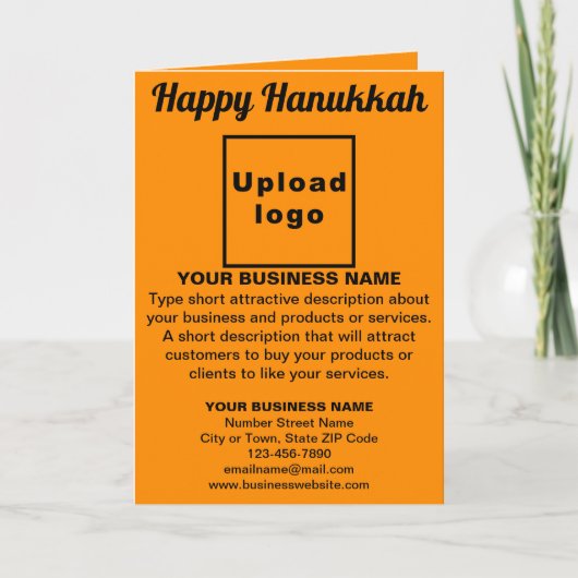 Zakelijke Chanoeka Oranje Kleur Gevouwen Groet Kaart (Voorkant)