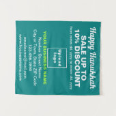 Zakelijke Chanoeka Sale op Blauwgroen groen tapijt Wandkleed (Voorkant (horizontaal))