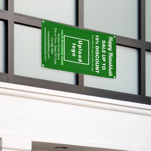Zakelijke Chanoeka Sale op groene banner (Buitenkant Gebouw)