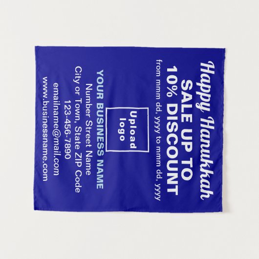 Zakelijke Chanoeka Verkoop op Blauw Tapestry Wandkleed (Voorkant (horizontaal))