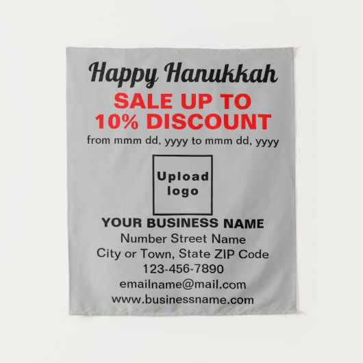 Zakelijke Chanoeka Verkoop op Grijs Tapijt Wandkleed (Voorkant)