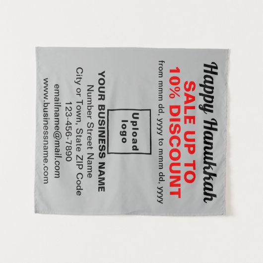 Zakelijke Chanoeka Verkoop op Grijs Tapijt Wandkleed (Voorkant (horizontaal))