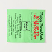 Zakelijke Chanoeka Verkoop op Licht Groen Tapestry Wandkleed (Voorkant (horizontaal))