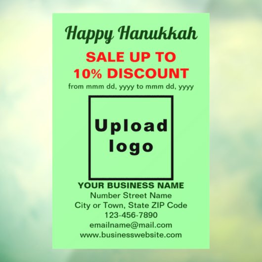 Zakelijke Chanoeka Verkoop op Licht Groen Venster  Raamsticker (Vel 3)