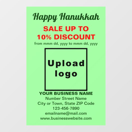 Zakelijke Chanoeka Verkoop op Licht Groen Venster  Raamsticker (Vel)