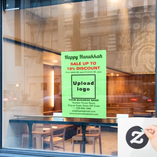 Zakelijke Chanoeka Verkoop op Licht Groen Venster  Raamsticker (Cafe Raam)